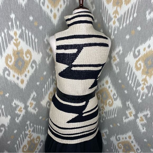 Ralph Lauren Ivory & Black Hand-knit Southwestern Blanket Stitch Knit Tunic - Picture 3 of 16